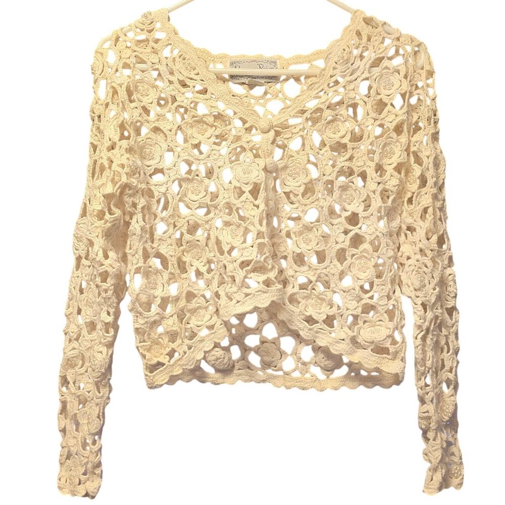 Reference Point crochet faux peal beaded top vintage y2k size large